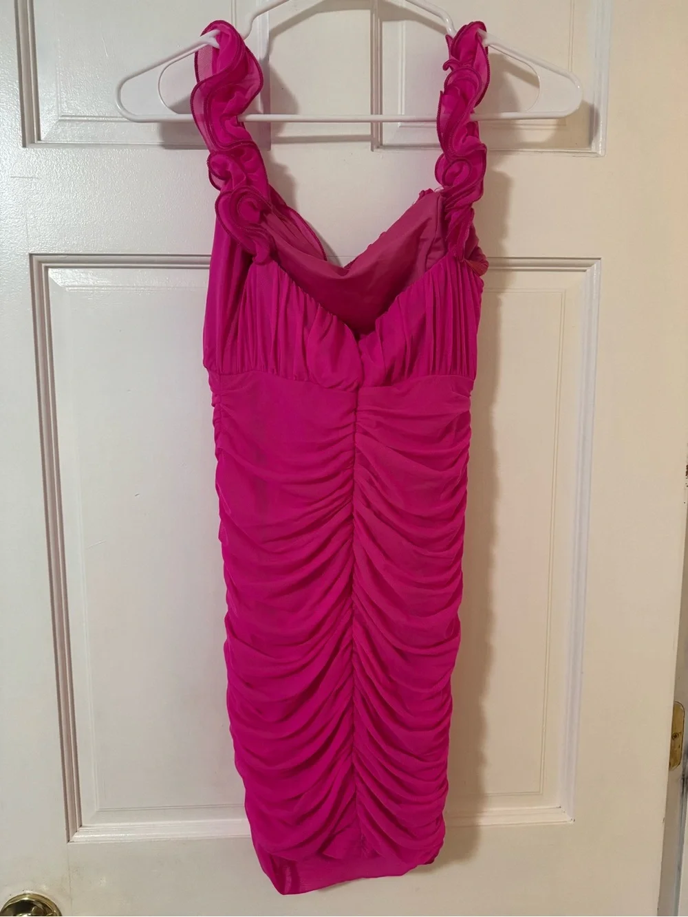 Senorita Off Shoulder lettuce Edge Ruched Mini Dress

NEVER WORN - Picture 5 of 5